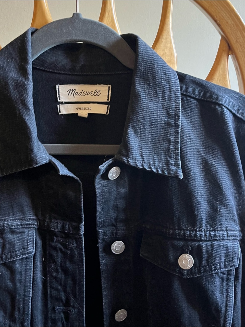 Madewell Oversized Black Denim Shirt Jacket